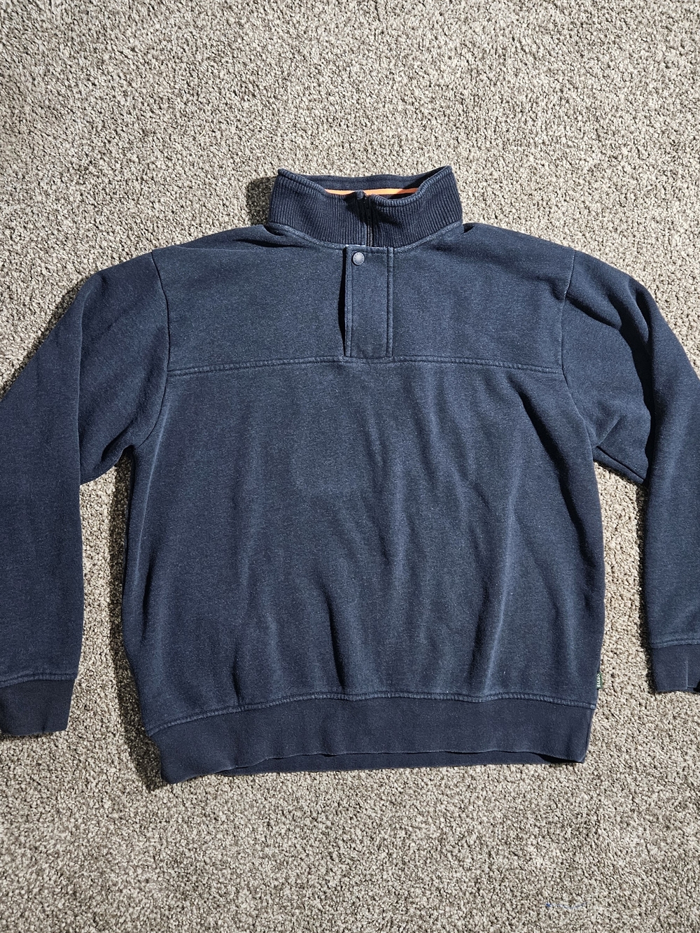 Mens Orvis 1/4 Zip One Snap Button Pullover L Black Long Sleeve